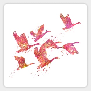 Geese Birds Forest Wild Nature World Earth Free Flight Watercolor Magnet